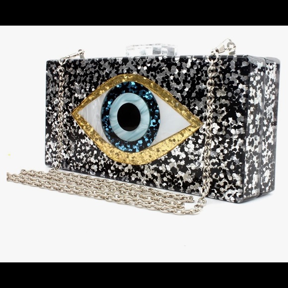 🔥Evil Eye Acrylic Clutch Glitter Purse Evening Bag Crossbody Handbags clutch - Picture 3 of 6